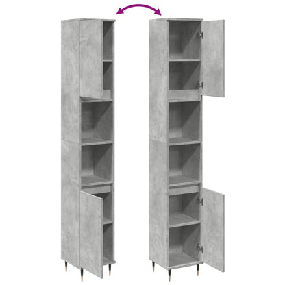vidaXL Armoire de salle de bain gris béton 30x30x190 cm Aggloméré