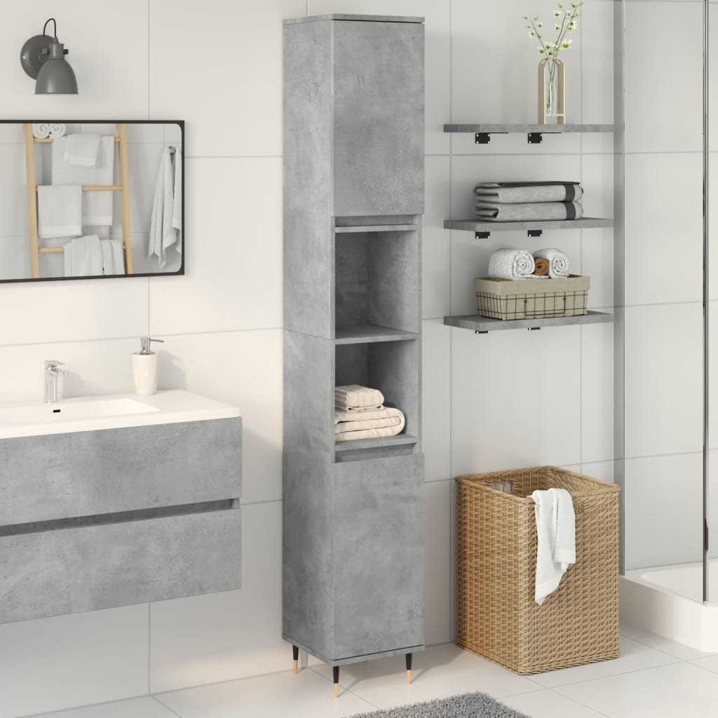 vidaXL Armoire de salle de bain gris béton 30x30x190 cm Aggloméré
