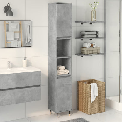 vidaXL Armoire de salle de bain gris béton 30x30x190 cm Aggloméré