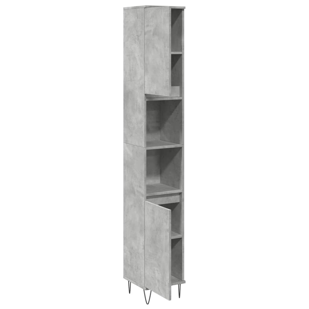 vidaXL Badschrank Betongrau 30x30x190 cm Holzwerkstoff