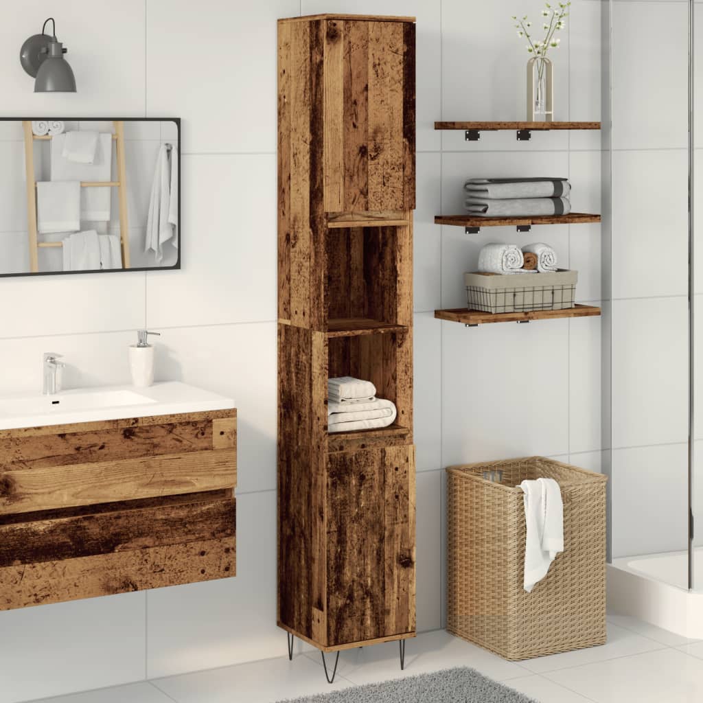 vidaXL Badschrank Altholz-Optik 30x30x190 cm Holzwerkstoff
