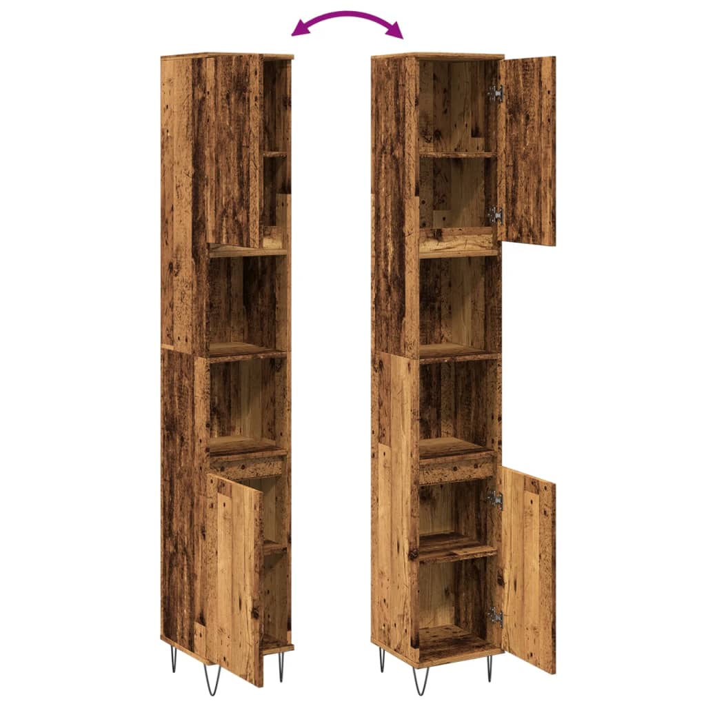 vidaXL Badschrank Altholz-Optik 30x30x190 cm Holzwerkstoff