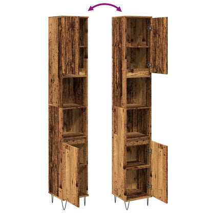 vidaXL Badschrank Altholz-Optik 30x30x190 cm Holzwerkstoff
