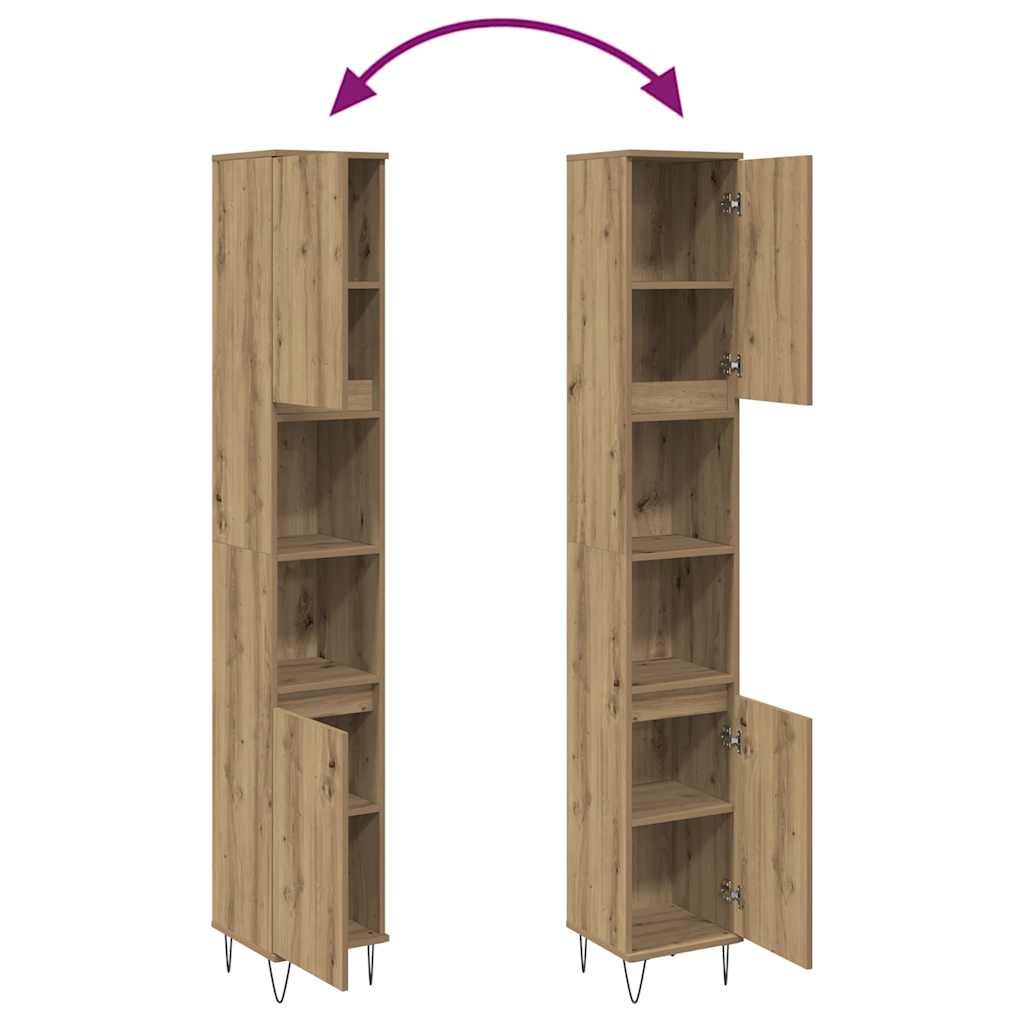 vidaXL Meuble de salle de bain chêne artisan 30x30x190 cm bois d'ingénierie