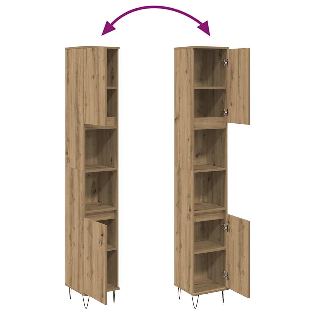 Badschrank Artisan-Eiche 30x30x190 cm Holzwerkstoff
