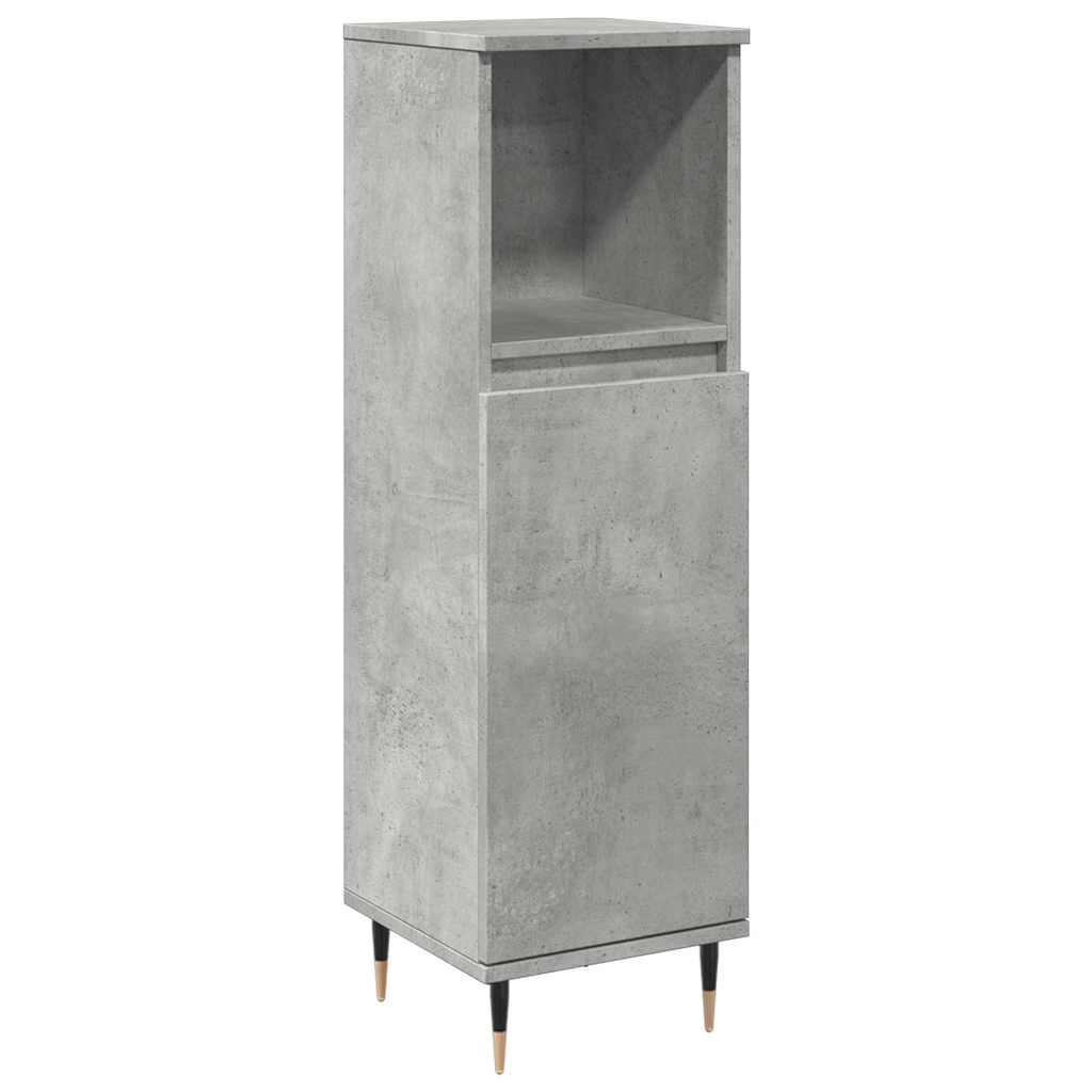 vidaXL Meuble de salle de bain gris béton 30x30x100 cm en bois d'ingénierie
