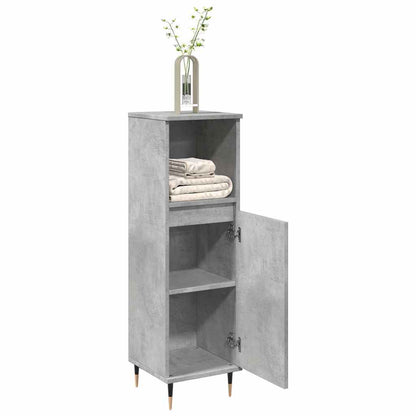 vidaXL Meuble de salle de bain gris béton 30x30x100 cm en bois d'ingénierie