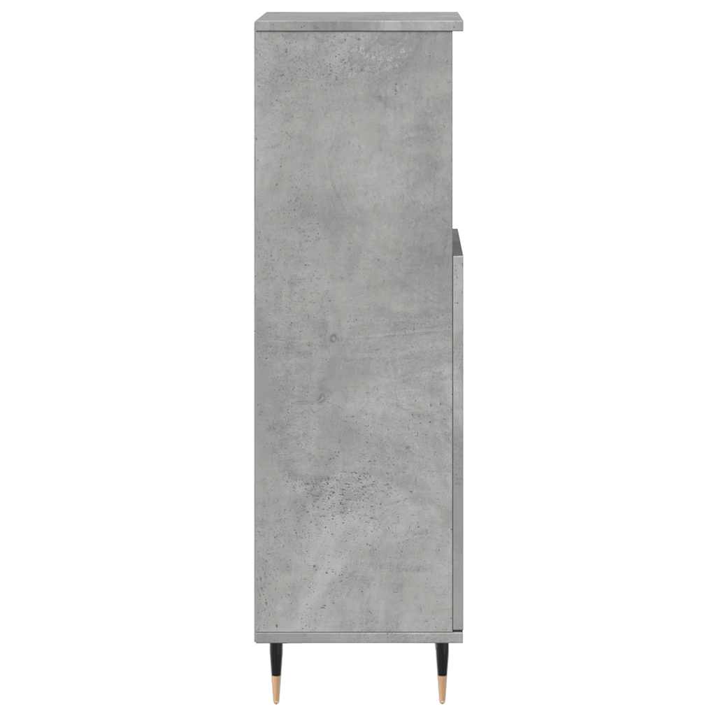 vidaXL Meuble de salle de bain gris béton 30x30x100 cm en bois d'ingénierie