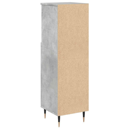vidaXL Meuble de salle de bain gris béton 30x30x100 cm en bois d'ingénierie