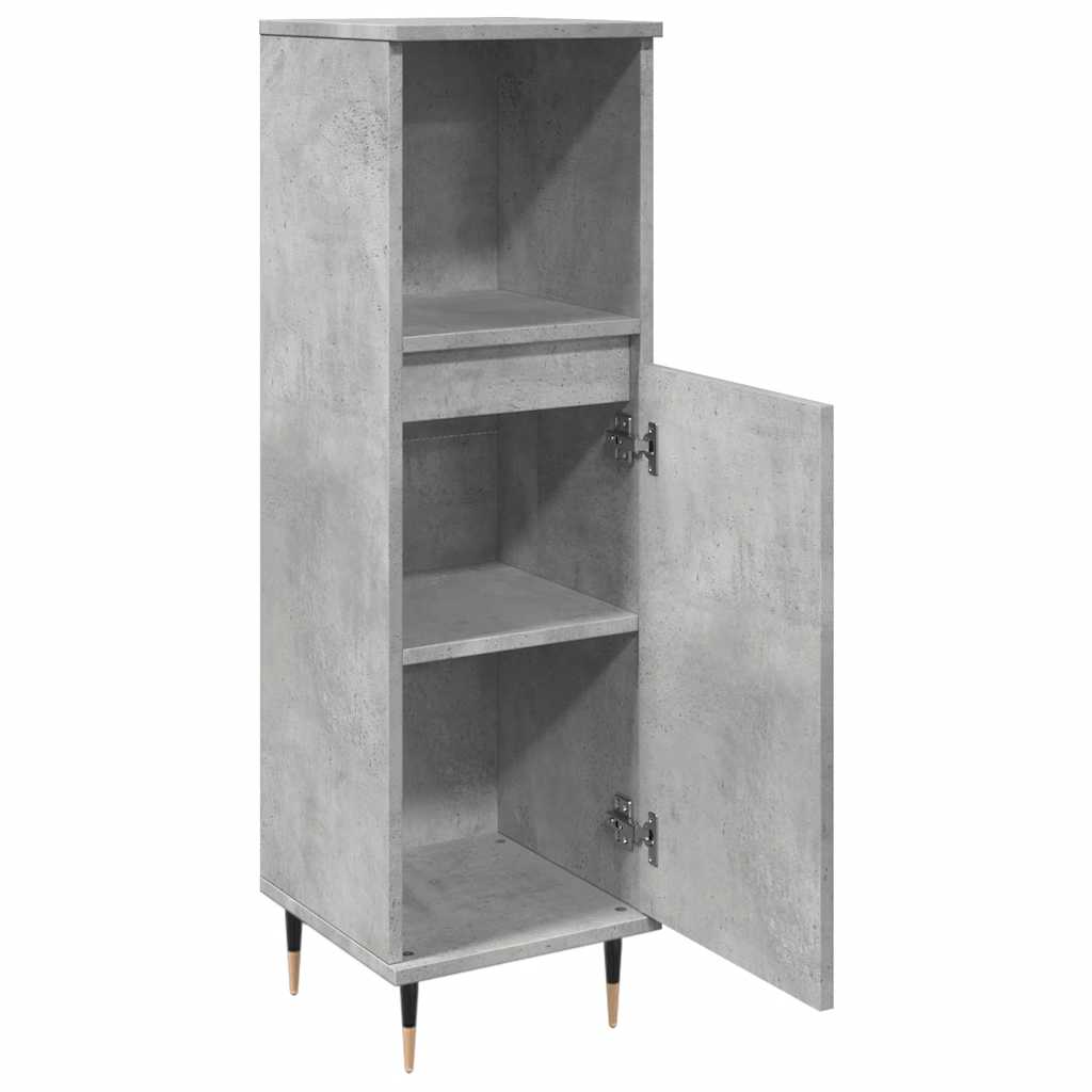 vidaXL Meuble de salle de bain gris béton 30x30x100 cm en bois d'ingénierie