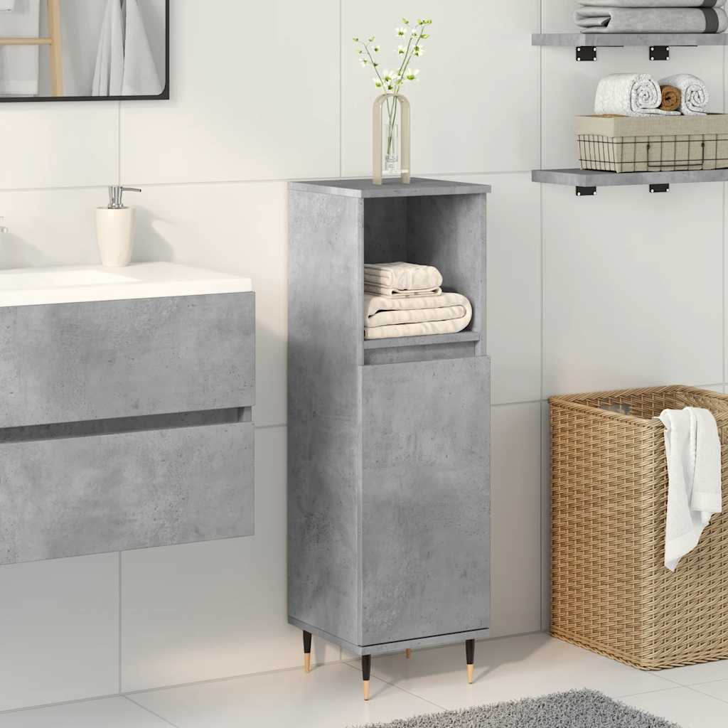 vidaXL Meuble de salle de bain gris béton 30x30x100 cm en bois d'ingénierie