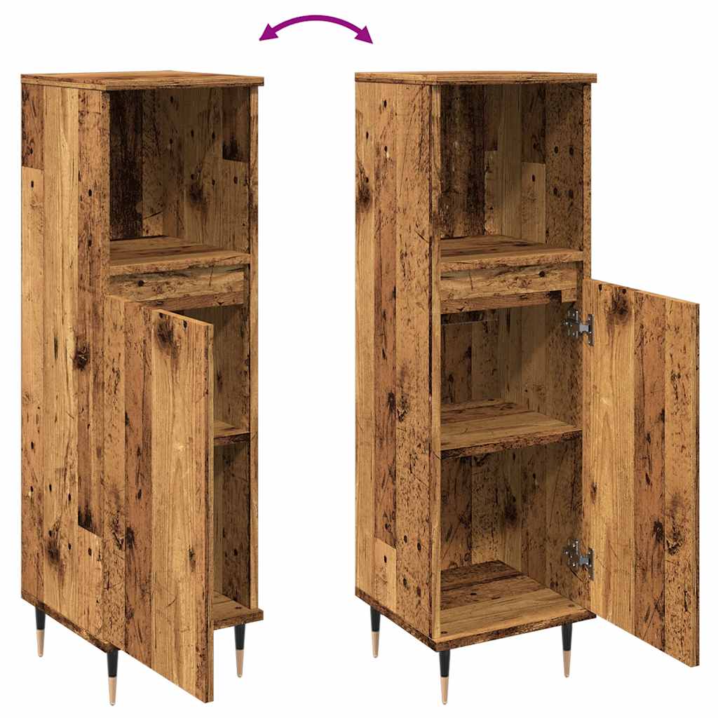 vidaXL Armoire de salle de bain aspect bois de récupération 30x30x100 cm bois d'ingénierie