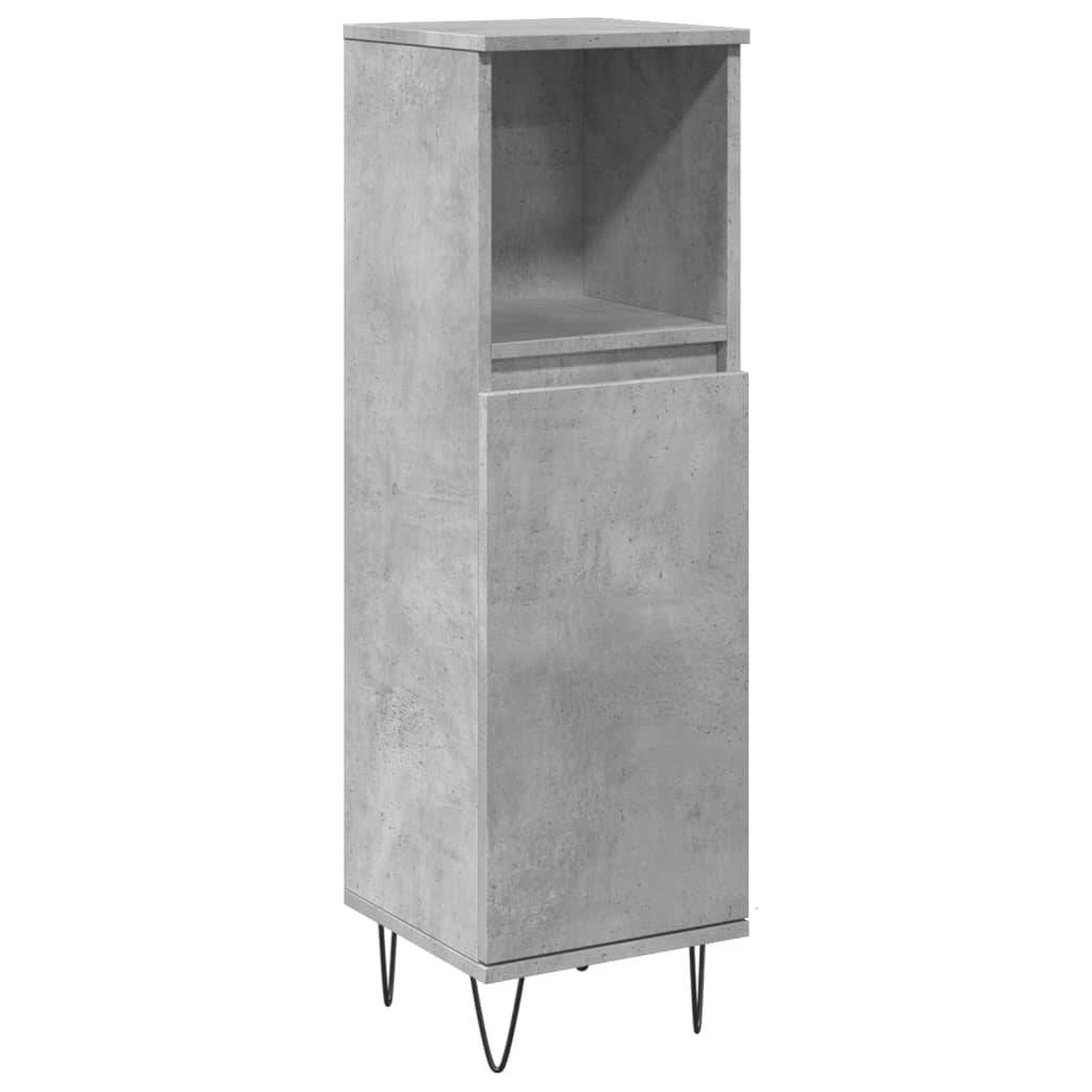 vidaXL Meuble de salle de bain gris béton 30x30x100 cm en bois d'ingénierie