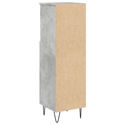 vidaXL Meuble de salle de bain gris béton 30x30x100 cm en bois d'ingénierie