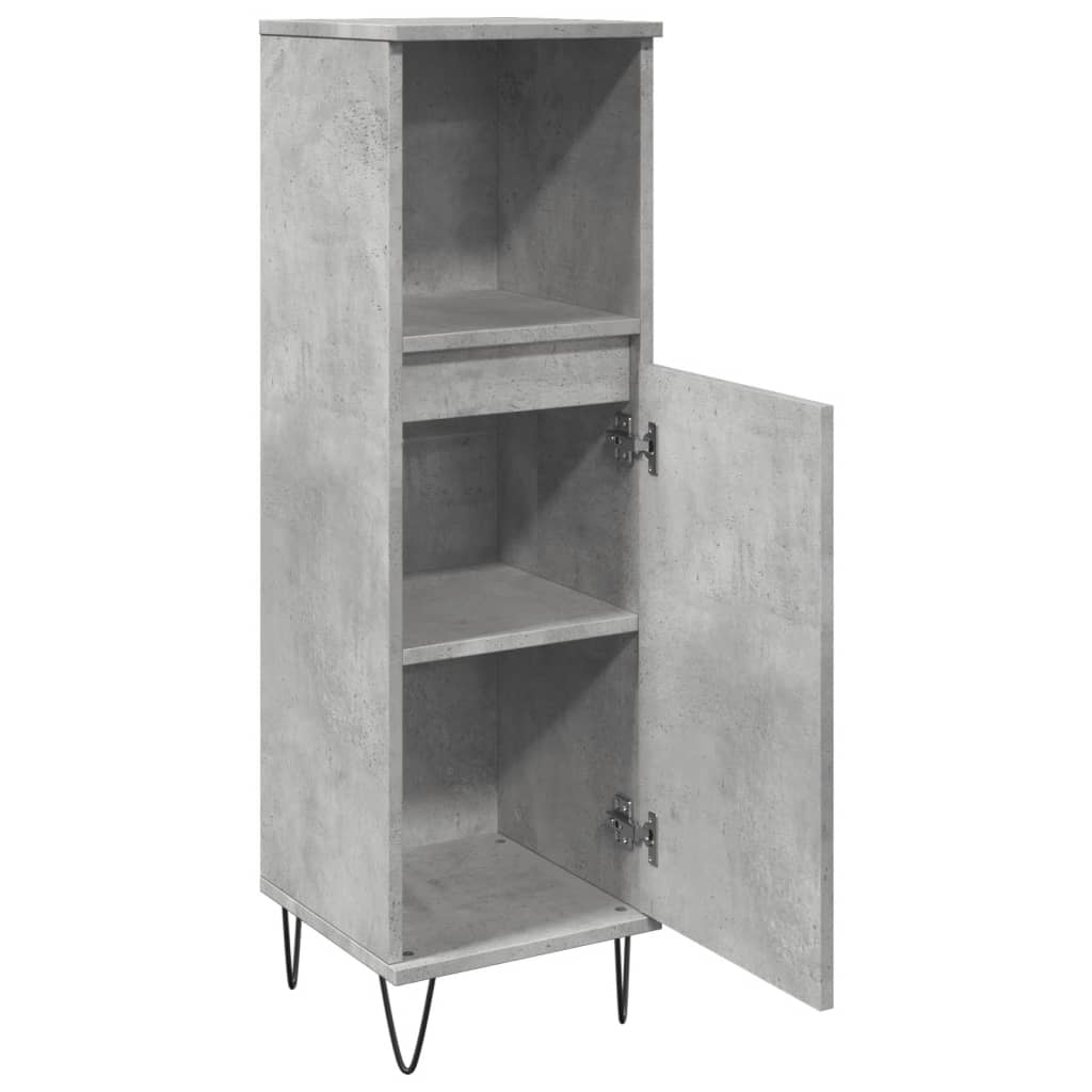 vidaXL Meuble de salle de bain gris béton 30x30x100 cm en bois d'ingénierie