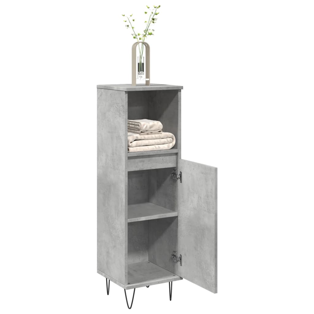 vidaXL Meuble de salle de bain gris béton 30x30x100 cm en bois d'ingénierie