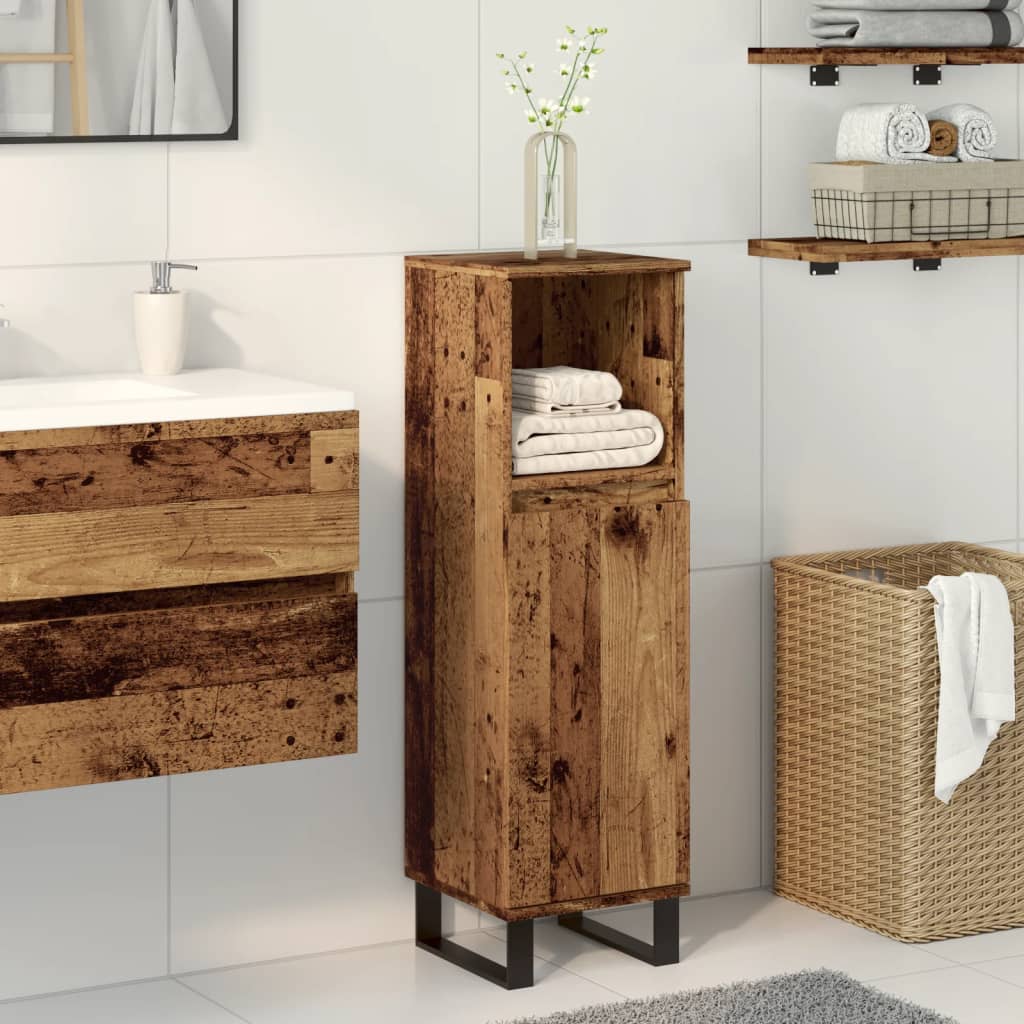 vidaXL Badschrank Altholz-Optik 30x30x100 cm Holzwerkstoff