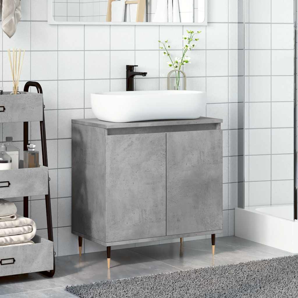 vidaXL Meuble de salle de bain gris béton 58 x 33 x 60 cm en bois d'ingénierie