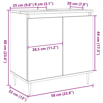 vidaXL Meuble de salle de bain gris béton 58 x 33 x 60 cm en bois d'ingénierie