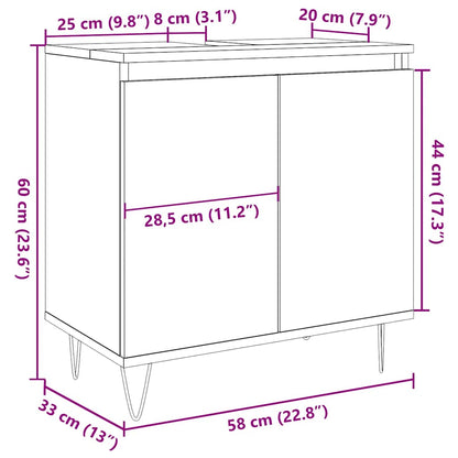 vidaXL Meuble de salle de bain gris béton 58 x 33 x 60 cm Bois d'ingénierie