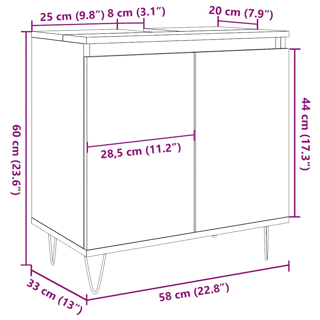 vidaXL Meuble de salle de bain aspect bois de récupération 58x33x60 cm Bois d'ingénierie