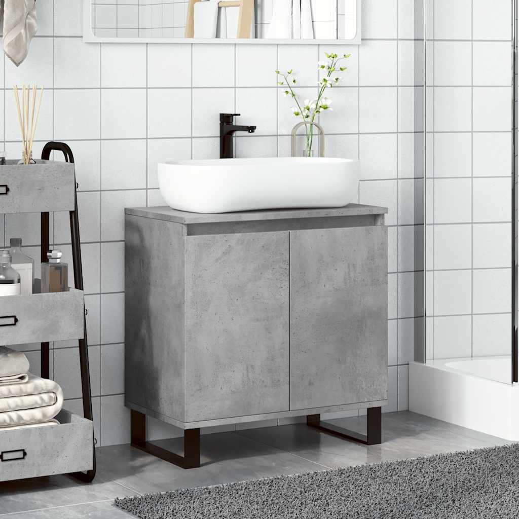 vidaXL Meuble de salle de bain gris béton 58 x 33 x 60 cm en bois d'ingénierie