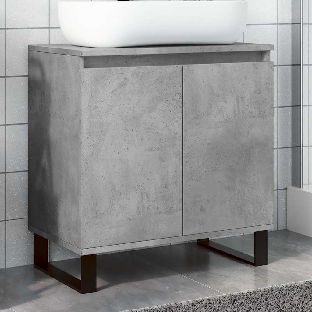 vidaXL Meuble de salle de bain gris béton 58 x 33 x 60 cm en bois d'ingénierie