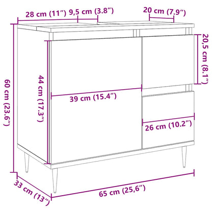 vidaXL Badschrank Betongrau 65x33x60 cm Holzwerkstoff
