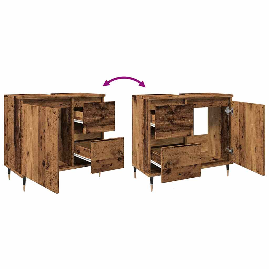 vidaXL Meuble de salle de bain aspect bois de récupération 65x33x60 cm bois d'ingénierie