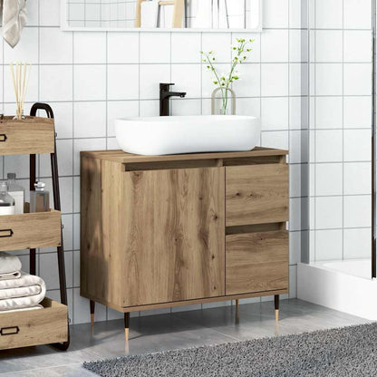 vidaXL Meuble de salle de bain chêne artisanal 65x33x60 cm bois d'ingénierie