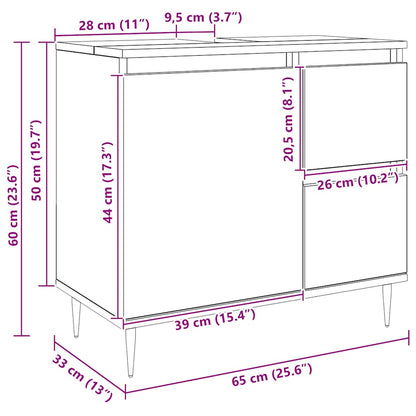 vidaXL Meuble de salle de bain chêne artisanal 65x33x60 cm bois d'ingénierie