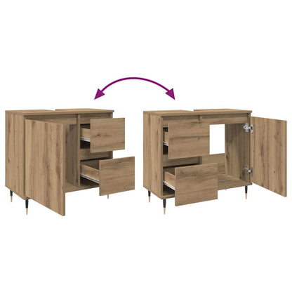 vidaXL Meuble de salle de bain chêne artisanal 65x33x60 cm bois d'ingénierie