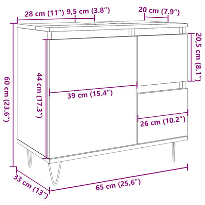 vidaXL Meuble sous-vasque aspect bois de récupération 65x33x60 cm Bois d'ingénierie