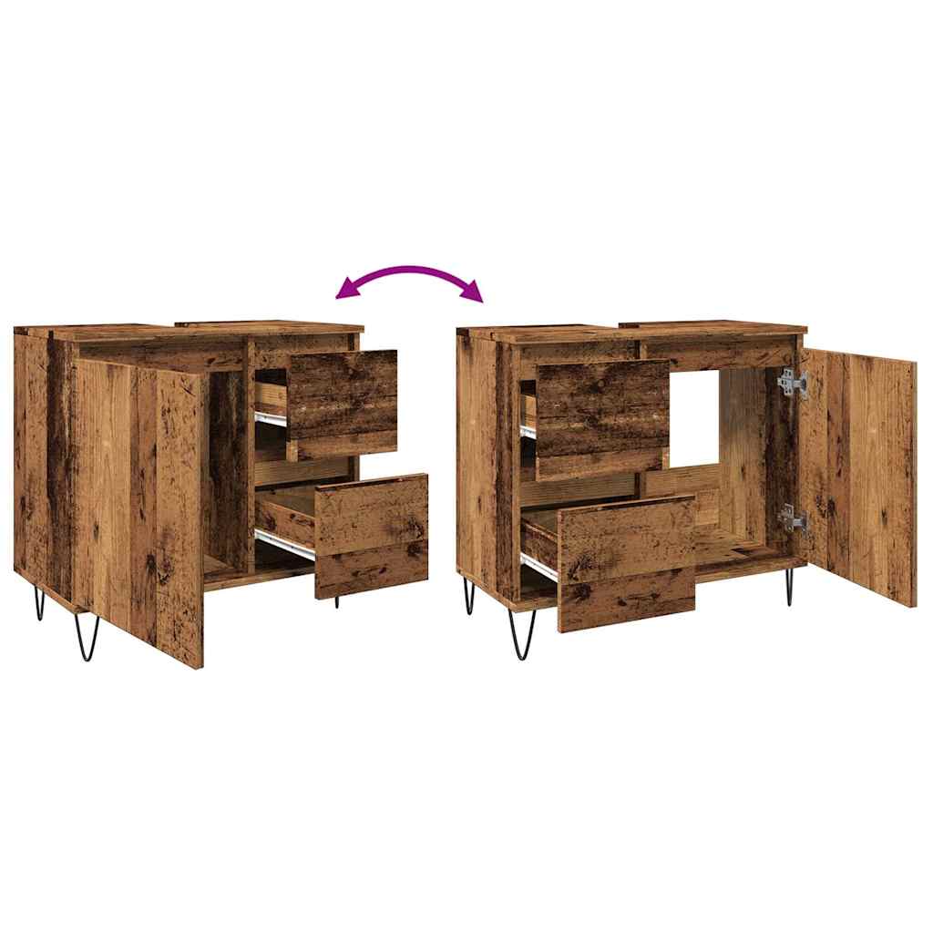 vidaXL Meuble sous-vasque aspect bois de récupération 65x33x60 cm Bois d'ingénierie