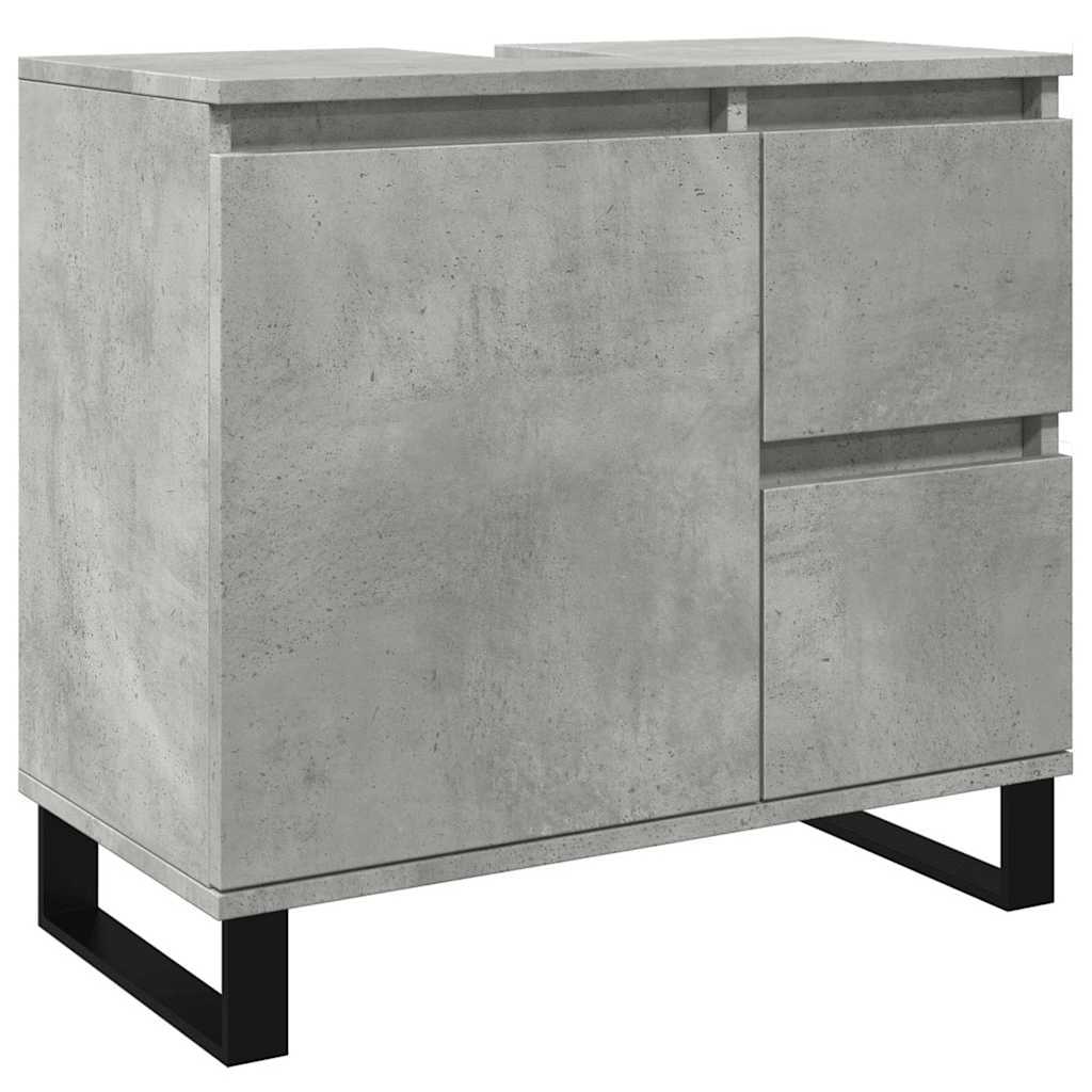 vidaXL Waschbeckenunterschrank Betongrau 65x33x60 cm Holzwerkstoff