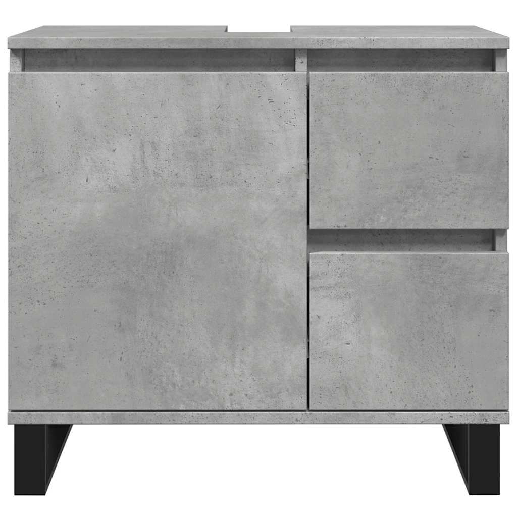 vidaXL Waschbeckenunterschrank Betongrau 65x33x60 cm Holzwerkstoff