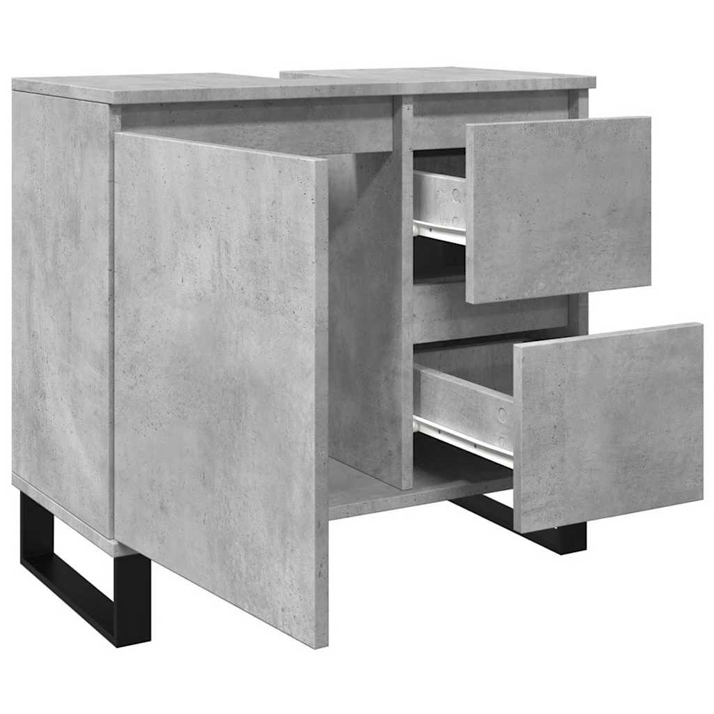 vidaXL Waschbeckenunterschrank Betongrau 65x33x60 cm Holzwerkstoff