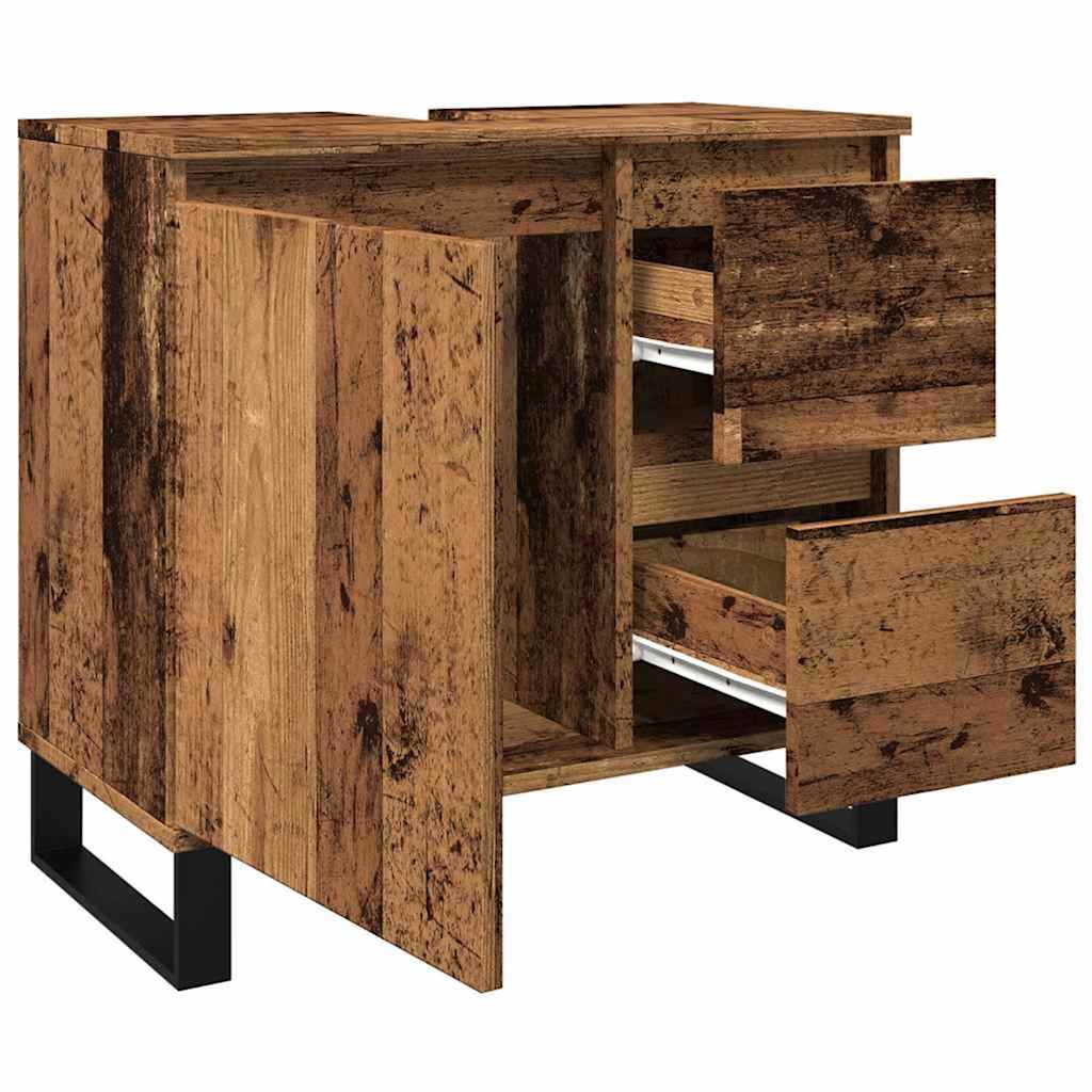 vidaXL Waschbeckenunterschrank Altholz-Optik 65x33x60 cm Holzwerkstoff