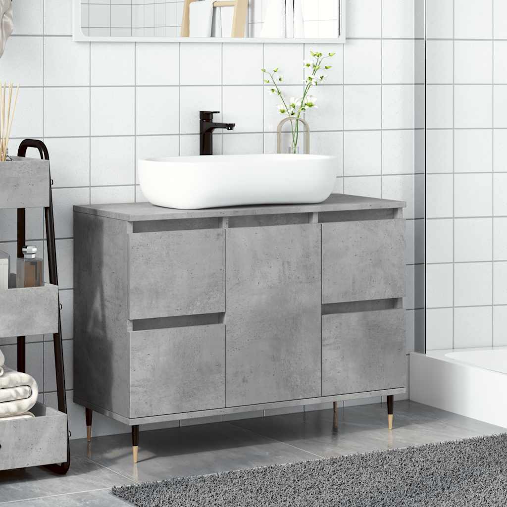 vidaXL Badschrank Betongrau 80x33x60 cm Holzwerkstoff