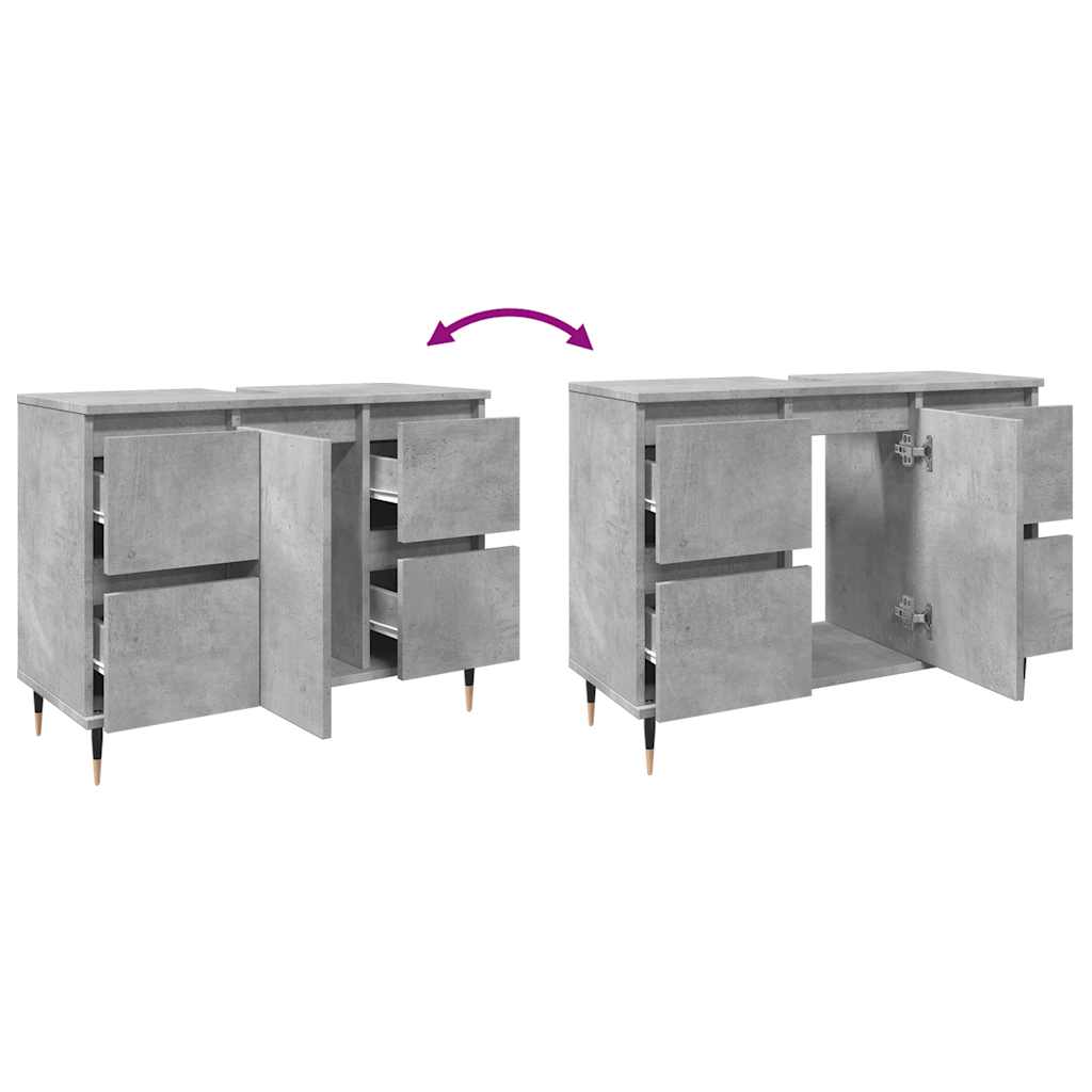 vidaXL Badschrank Betongrau 80x33x60 cm Holzwerkstoff