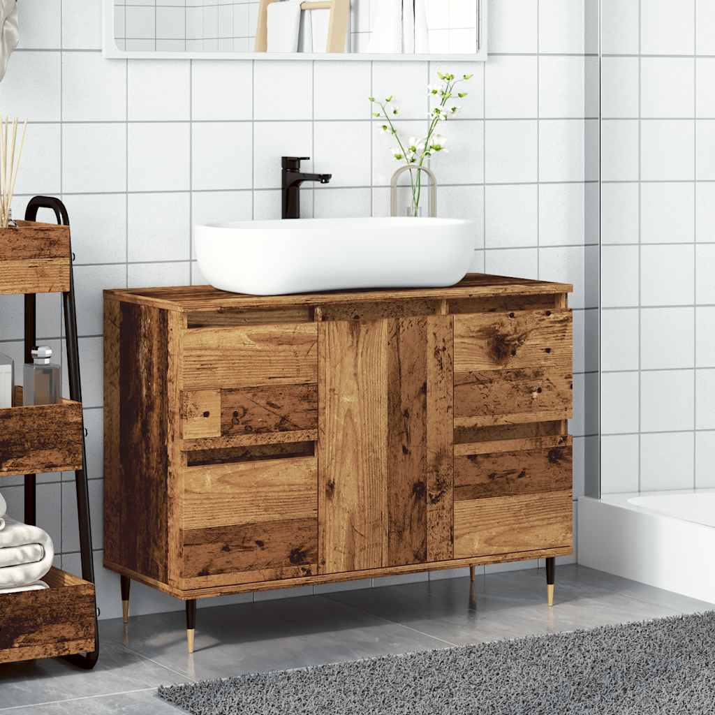 vidaXL Meuble de salle de bain aspect bois de récupération 80x33x60 cm bois d'ingénierie