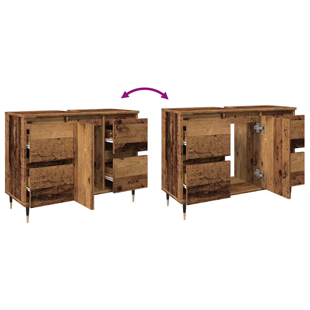 vidaXL Meuble de salle de bain aspect bois de récupération 80x33x60 cm bois d'ingénierie
