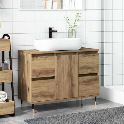 vidaXL Meuble de salle de bain chêne artisanal 80x33x60 cm bois d'ingénierie