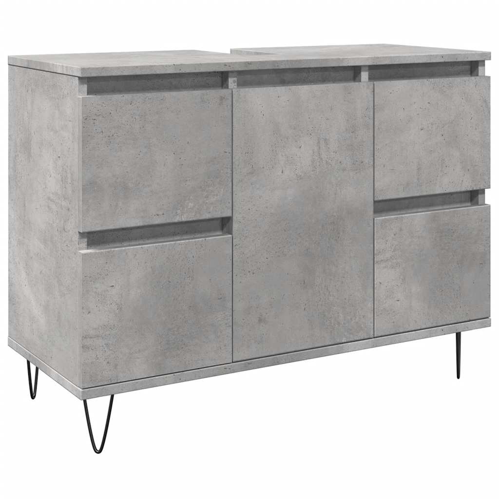 vidaXL Badschrank Betongrau 80x33x60 cm Holzwerkstoff