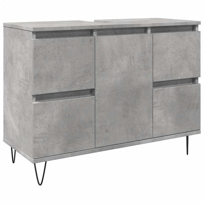 vidaXL Badschrank Betongrau 80x33x60 cm Holzwerkstoff