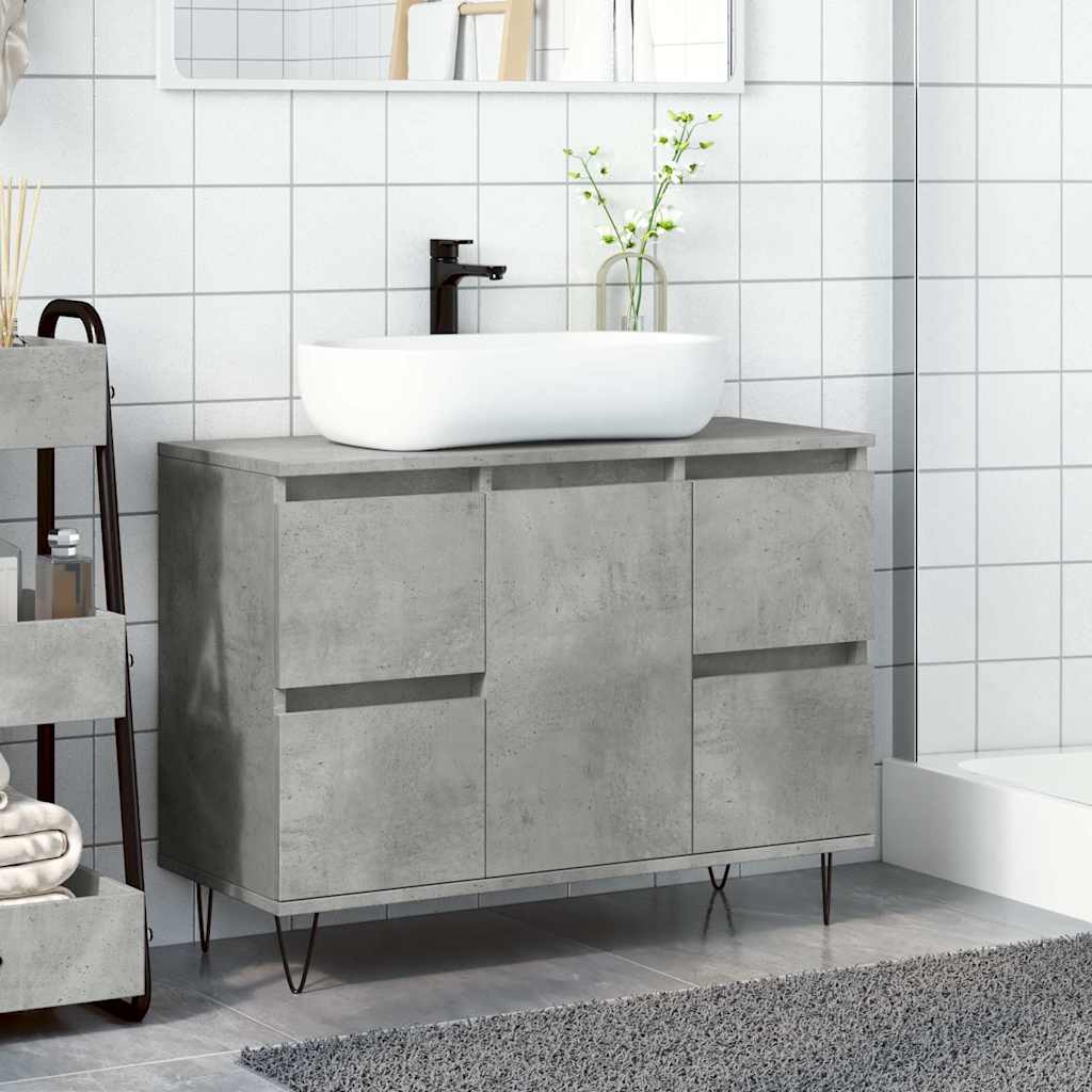 vidaXL Badschrank Betongrau 80x33x60 cm Holzwerkstoff
