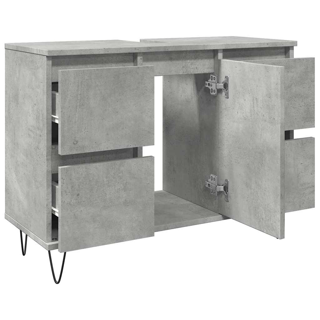 vidaXL Badschrank Betongrau 80x33x60 cm Holzwerkstoff