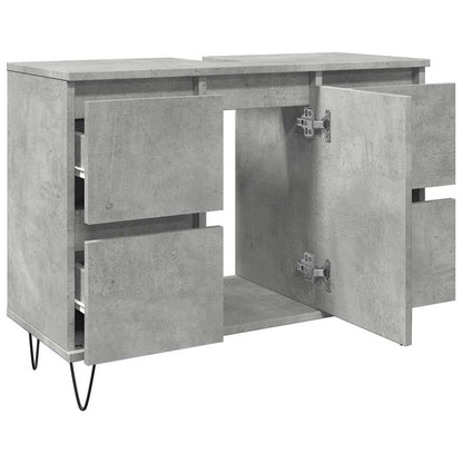 vidaXL Badschrank Betongrau 80x33x60 cm Holzwerkstoff