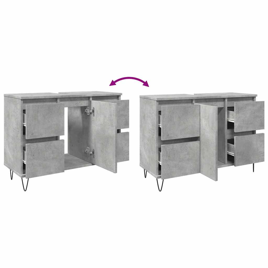 vidaXL Badschrank Betongrau 80x33x60 cm Holzwerkstoff