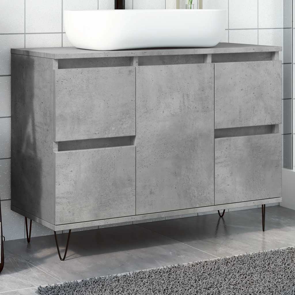 vidaXL Badschrank Betongrau 80x33x60 cm Holzwerkstoff